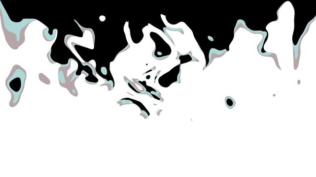 Ink Transitions on White Background. Black ink splatter transition. ink brush stroke, Black paint expanding. floss and streams. Ink bloom. splatters spilling in 4k loop