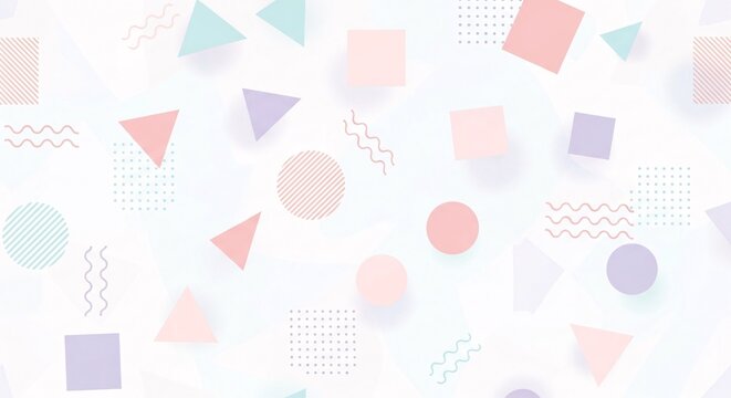 Minimalist pastel geometric shapes background with squares circles triangles and abstract patterns for modern design projects and creative backgrounds