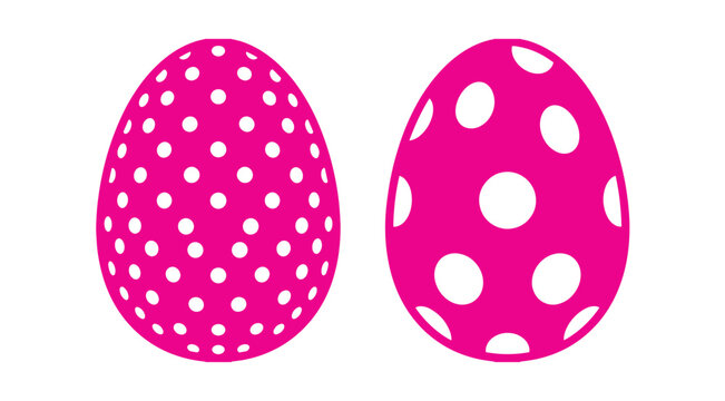 Two pink easter eggs with white polka dot patterns isolated on white background easter egg dotted egg easter icon spring icon patterned egg