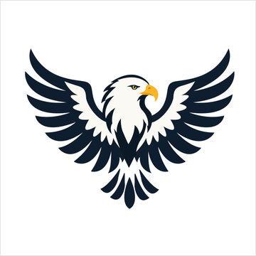 Flying bald eagle vector illustration isolated on white background mascot logo design
