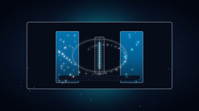 Abstract futuristic digital interface with glowing lights and data visualization in blue tones
