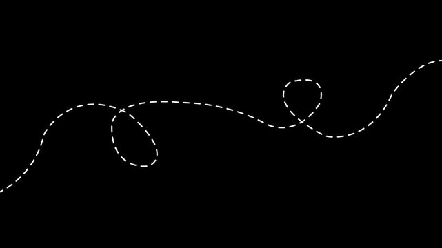 dots Long loading line arrow animation to indicate an object. arrow animation following wavy dotted line 4k motion animation.