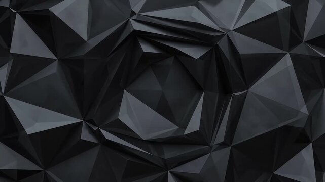 Abstract Dark Low Poly Geometric 3D Background with Faceted Surface