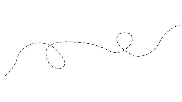 dots Long loading line arrow animation to indicate an object. arrow animation following wavy dotted line 4k motion animation.