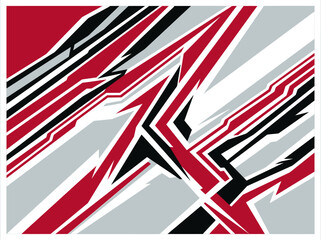 Fototapeta premium Abstract red and grey geometric motorsports decal.