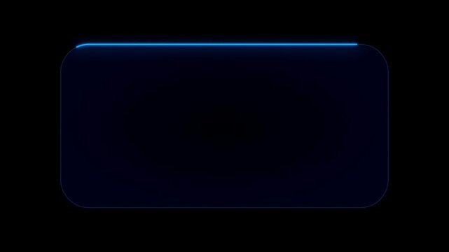 Blue Neon Glowing Rounded Rectangular Frame HUD Element Motion Graphic