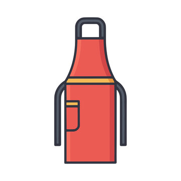 Red apron with pocket and straps