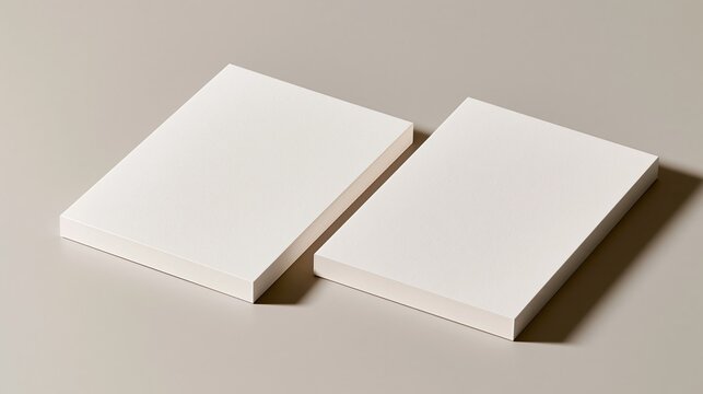 Two blank white paper stacks on a neutral background, ready for design and branding mockups