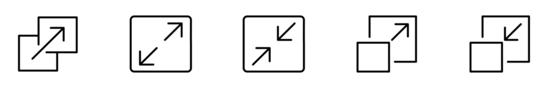 Collection of resize icons for adjusting size, scaling elements, expanding windows and user interfaces.