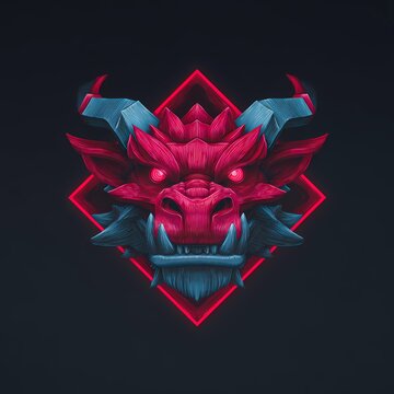 Team mascot logo of a fierce cartoon dragon displayed on a dark background