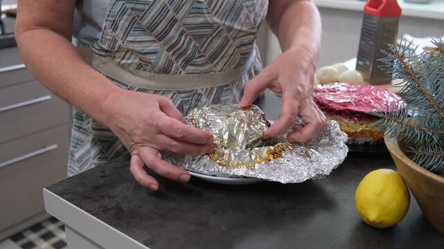Baked pork belly. Preparing for the holiday. Christmas.