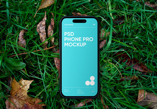 Smartphone on Grass Mockup