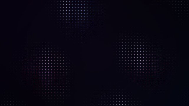 Abstract dark background with glowing purple halftone dot circular patterns