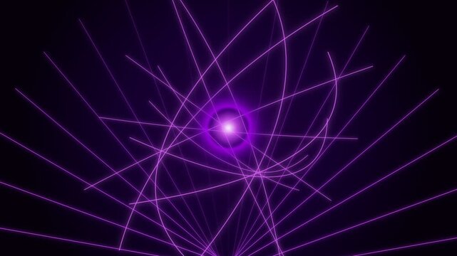 Abstract purple geometric network radiating from a central glowing core point