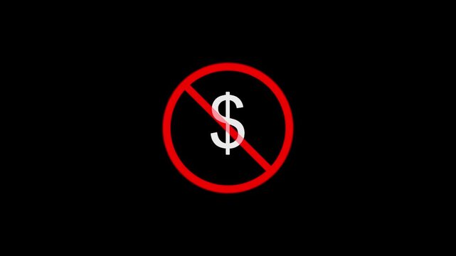 No money symbol sign indicating a prohibition of financial transactions on black