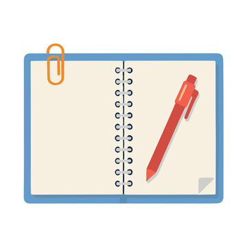 Notebook with pen and paperclip