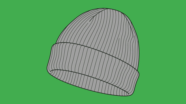 Gray knitted beanie hat vector illustration