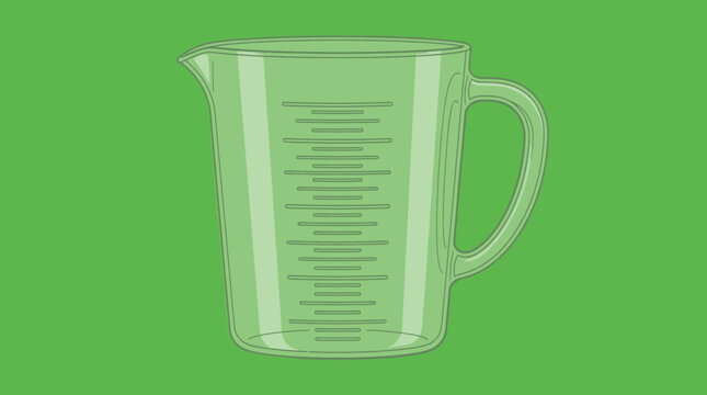 Plastic measuring cup icon on green background