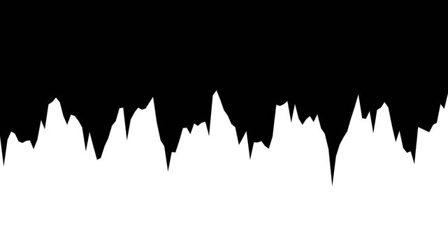Abstract jagged black and white silhouette with sharp stalactite formations