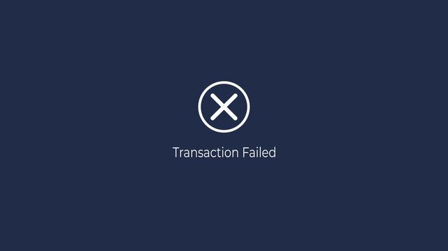 Transaction failed concept on the off white background. Idea of problems at online checkout. Motion graphics of online money transaction error.