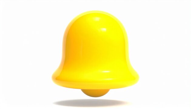 Glossy Yellow Alarm Bell 3D Icon for Notifications and Reminders on White Background