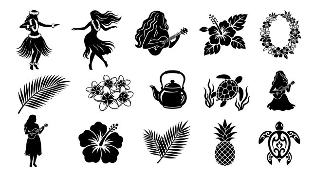 Black and white animal icons set with symbols