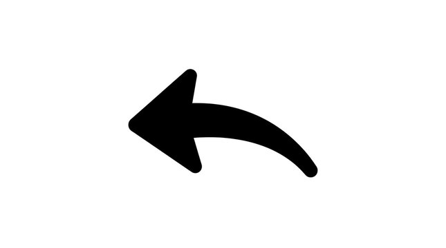 Black left arrow icon with curved tail