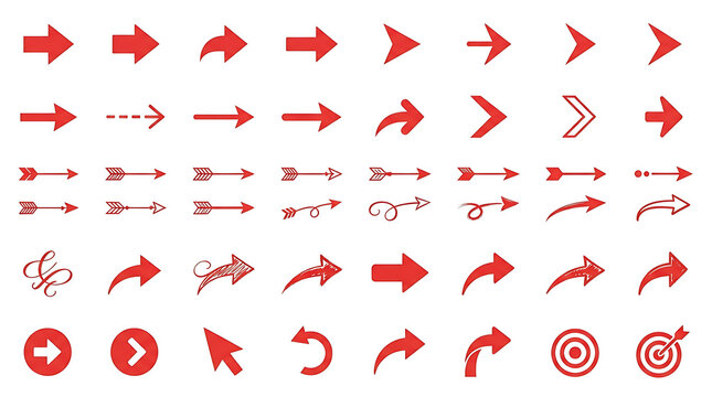 Set of colorful arrow icons in various styles