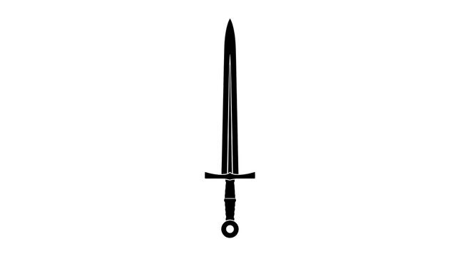 Minimalist black sword icon with crossguard and pommel