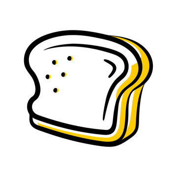 Toast bread slice hand drawn icon for cafe and bakery menus.