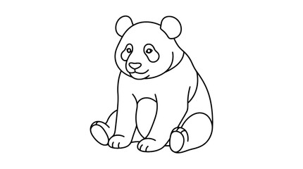 Simple sitting panda line art vector illustration for kids © Kartu