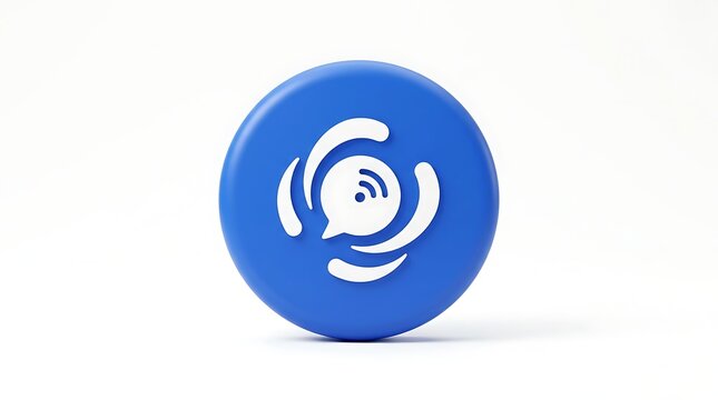Blue communication icon featuring a speech bubble and sound waves, symbolizing messaging, voice chat, notifications, and digital communication