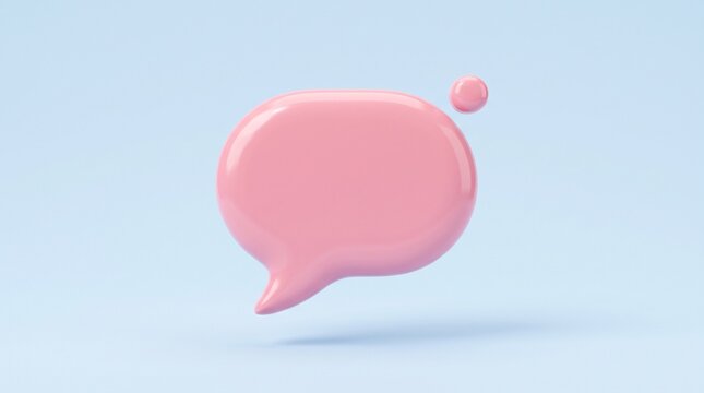 3D chat bubble notification icon isolated on pastel blue background, glossy messaging symbol with alert indicator, modern digital communication concept.