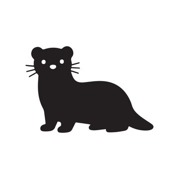 Black silhouette of a Ferret vector illustration animal design