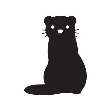 Black silhouette of a Ferret vector illustration animal design