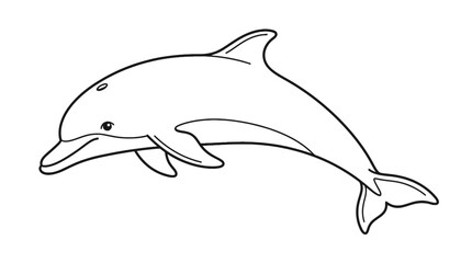 Dolphin swimming line art illustration © Kartu