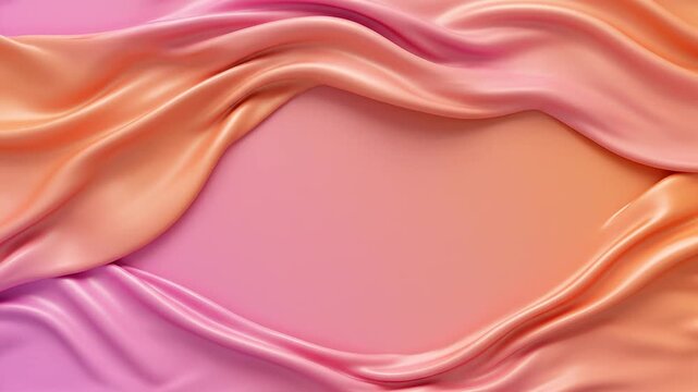 Flowing Silk Fabric Waves Pink Orange Gradient Background