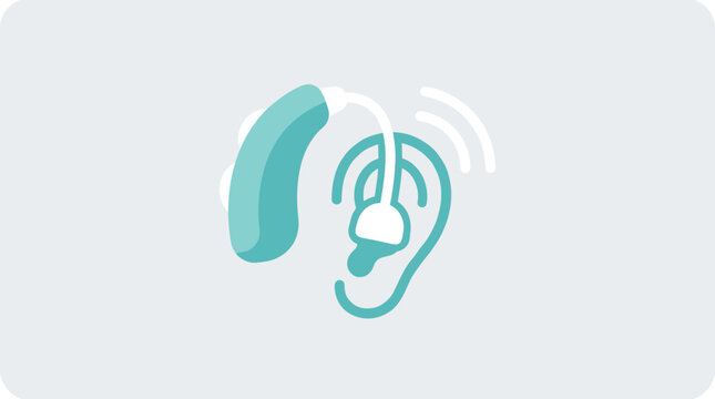 Hearing aid device icon, vector illustration of a medical ear amplifier for hearing loss