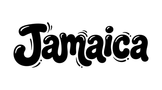 Jamaica country name hand drawn in bold black script typography isolated on white background