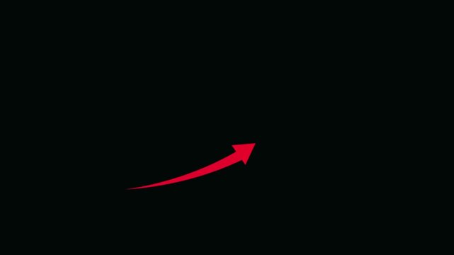 Abstract arrow business graph icon animation black background  Arrow rising growth chart of economy icon read colour animated.