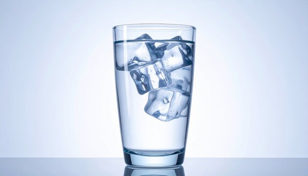 Glass of cold water with ice cube | Refreshing drink | Minimalist setup