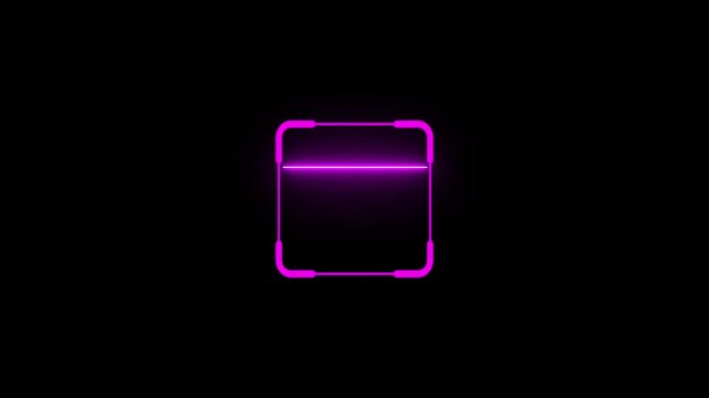 Neon pink Glowing scanner icon animation isolated scanner neon shine icon animation. Fingerprint biometric scanning animation. Biometric scanning animation showing neon fingerprint animation