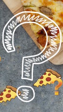 Animation of question mark over pizza icons
