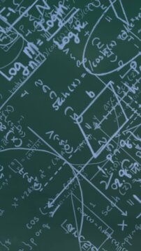 Animation of mathematics formulas on green background