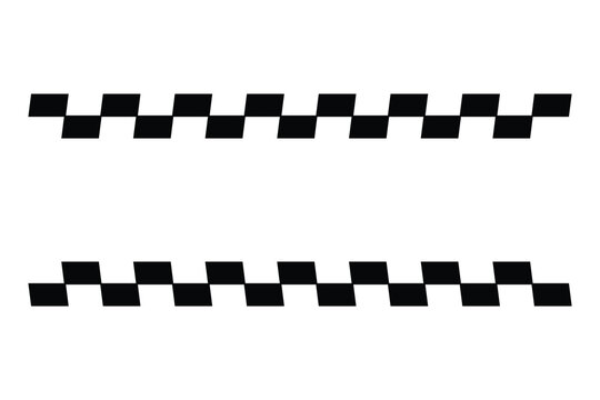 Minimalist double line black checkered taxi pattern borders isolated on simple white background