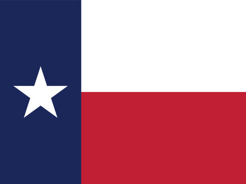 National flag of texas state with blue vertical strip white star and red white horizontal stripes