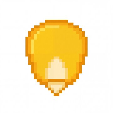 Yellow pixelated corn kernel icon on white background