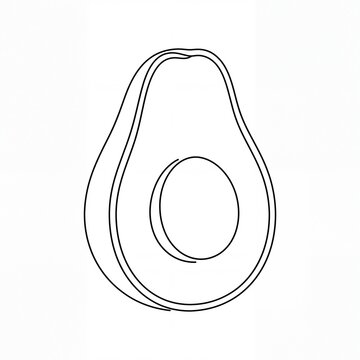 Minimalist avocado fruit half line art drawing