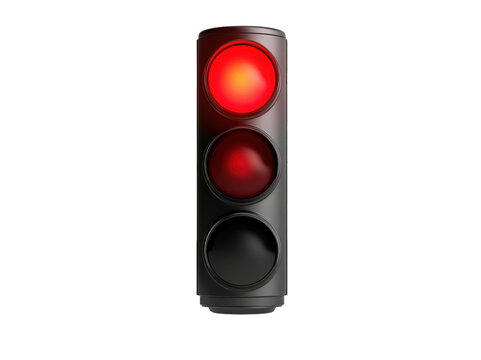 Red traffic light signal isolated on white background for road safety and stop concept
