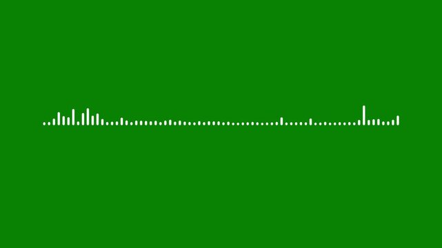 White Audio Wave Music Visualizer Animation on Green Background, Dynamic Frequency Spectrum, Sound Equalizer Lines, Voice Record Waveform Effect, 4K